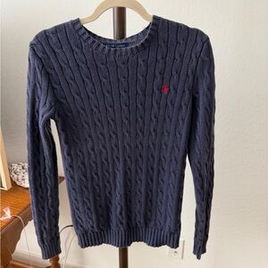 Ralph Lauren Dark Blue Cable Knit Crewneck Sweater